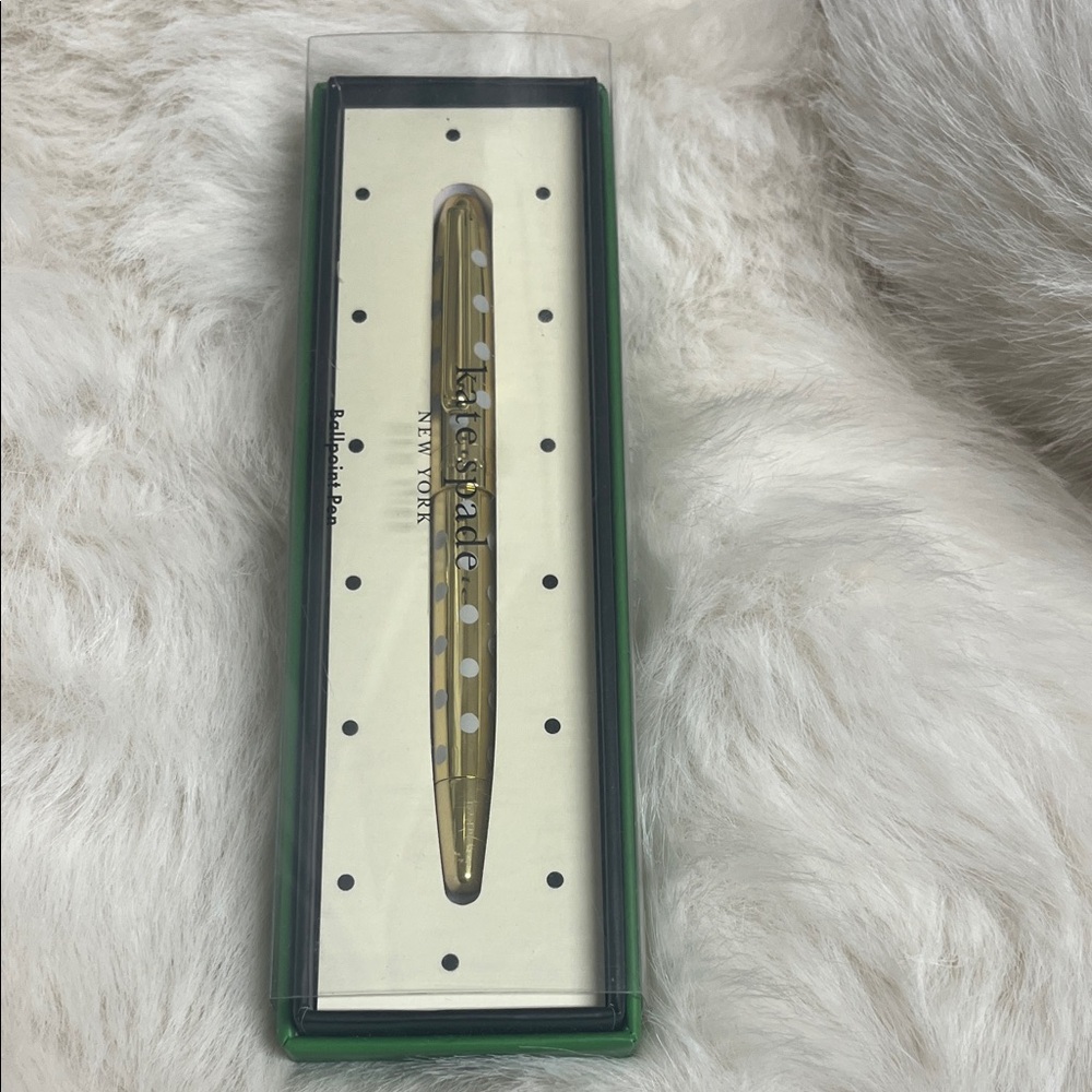 Kate Spade Gold and White Polka Dot Pen
